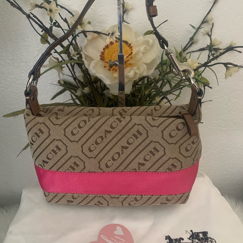 RARE Coach Signature Brown and Pink Women's Mini Bag